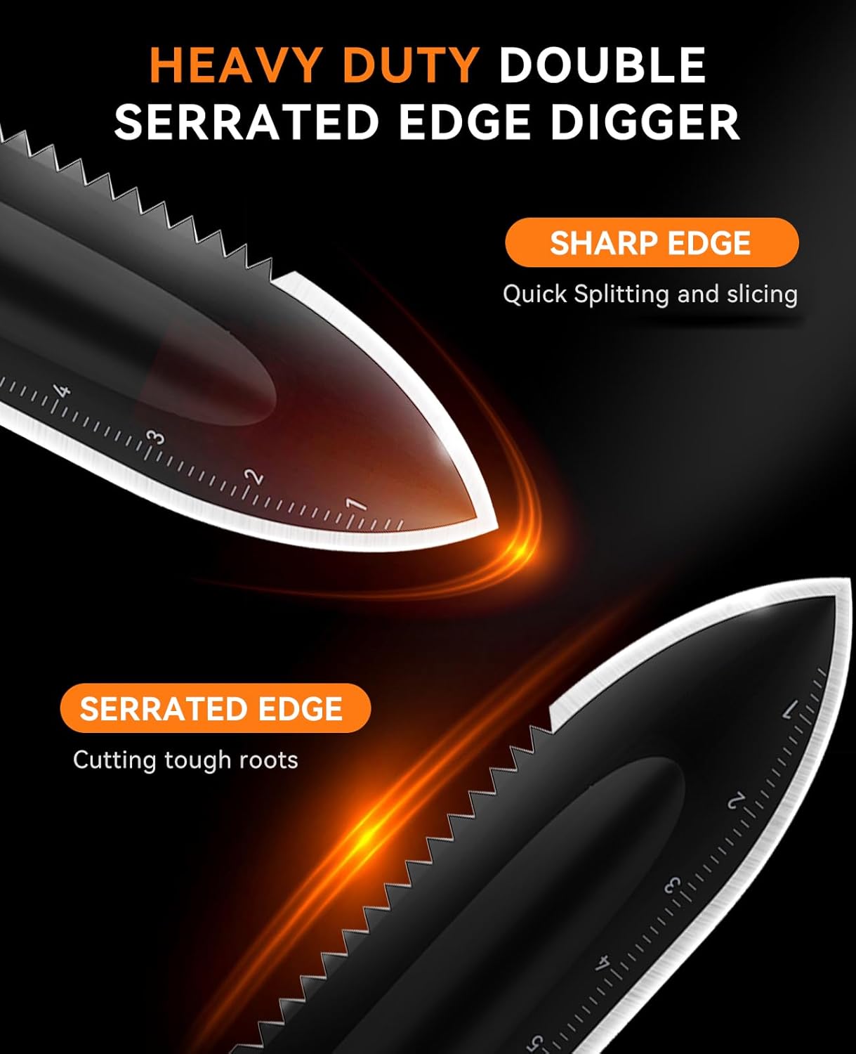 SUNPOW Metal Detector Shovel Digging Tools - Heavy Duty Double Serrate