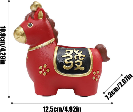 Greenery Potted Plants, 12.5x7.3x10.9cm Resin Horse Figurine Compact Planter with Planting Space Decorative Pot for Home, Office, Desk, Gift