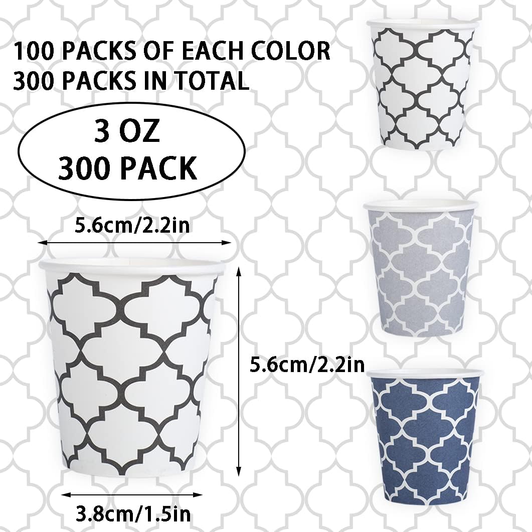 [300 Pack] 3 oz Paper Cups, Small Mouthwash Cups 3 OZ, Mini Disposable Bathroom Cups, Paper Cups 3 Ounce for Bathroom, Supermarket, Birthday Party, Travel, Events, Picnic, BBQ