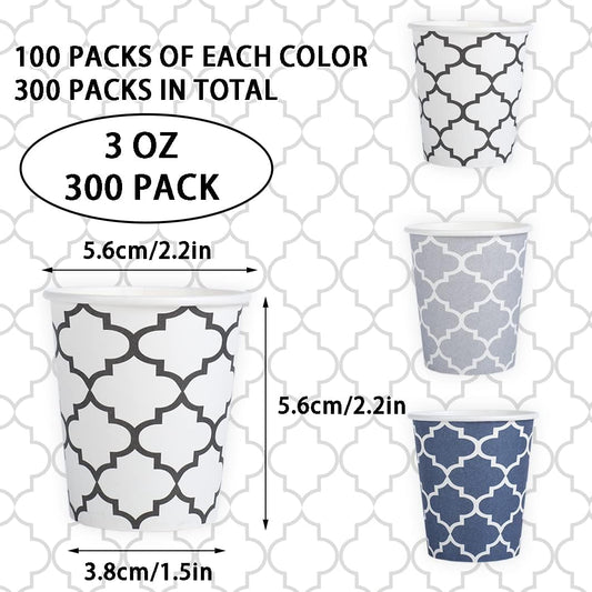 [300 Pack] 3 oz Paper Cups, Small Mouthwash Cups 3 OZ, Mini Disposable Bathroom Cups, Paper Cups 3 Ounce for Bathroom, Supermarket, Birthday Party, Travel, Events, Picnic, BBQ