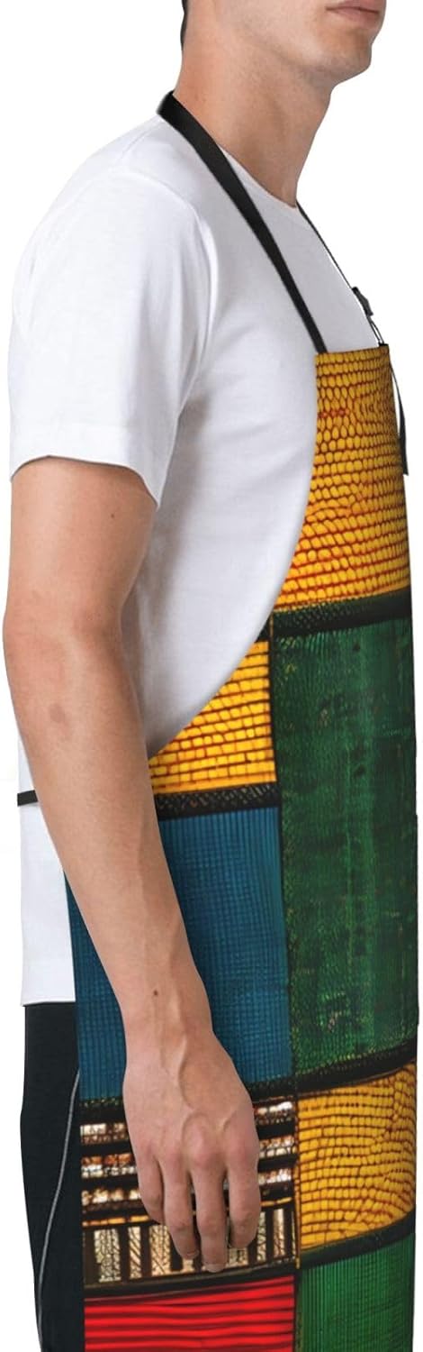 African Style Patchwork print Waterproof chef's apron with pocket apron for kitchen cooking baking barbecue and gardening