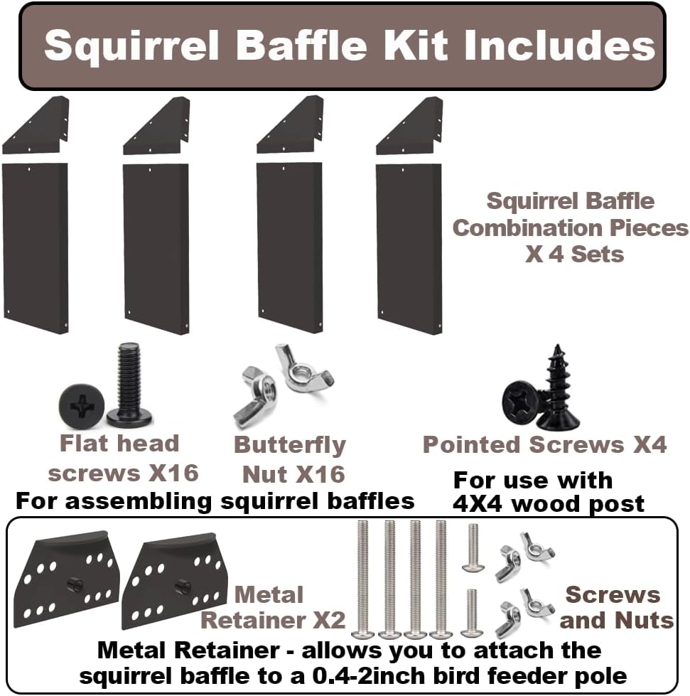 Metal Squirrel Baffle,Squirrel Baffle for Bird Feeders Without Removing Bird Feeder Poles or Shepherd's Hooks,16-Inch Black.