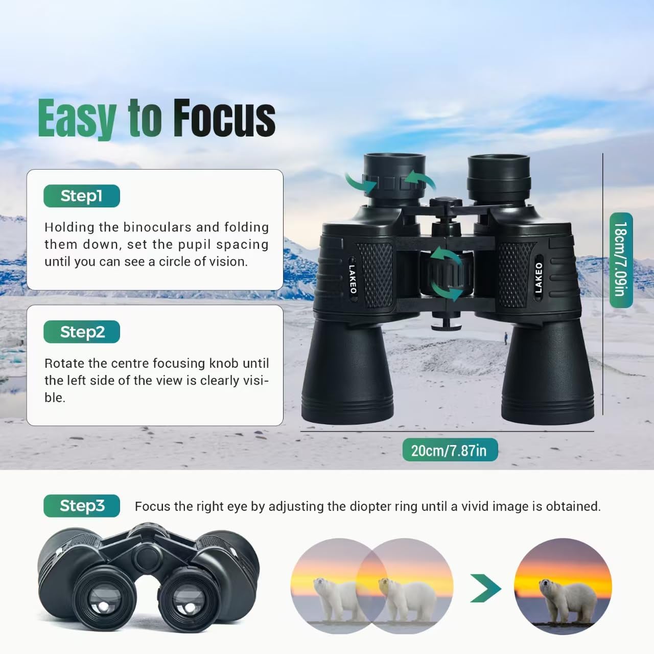 30x50 High Powered Binoculars for Adults, Waterproof Compact Binocular