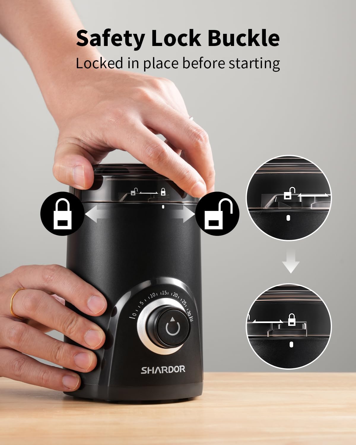 SHARDOR Electric Super Silent Blade Coffee Grinder, Timed Grind Contro