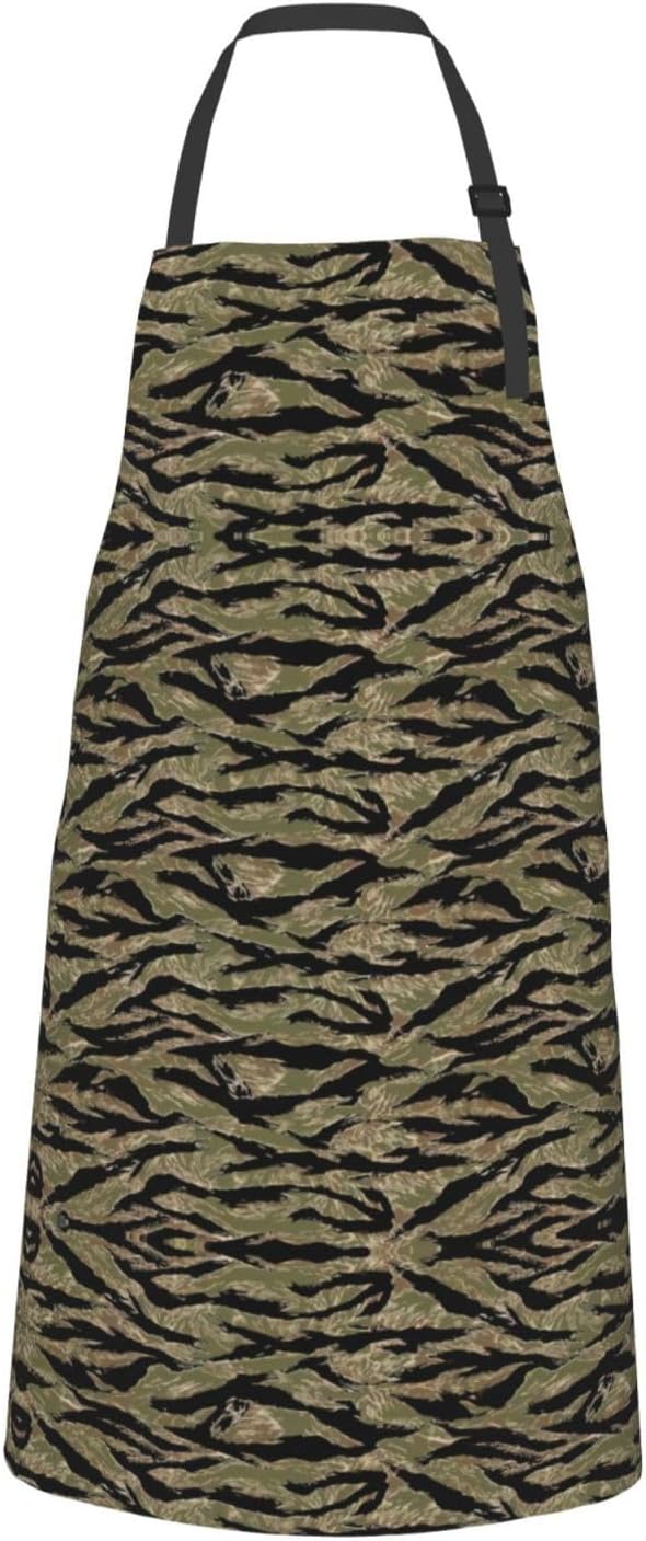 Tiger Stripe Camo print Waterproof apron with pocket adjustable cookin