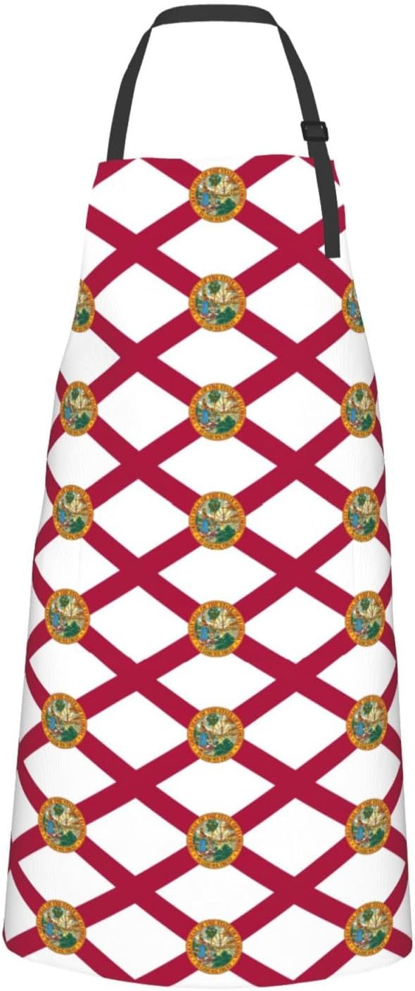 Florida State Flag print Waterproof apron with pocket adjustable cooking apron for adult kitchen bibs to bake