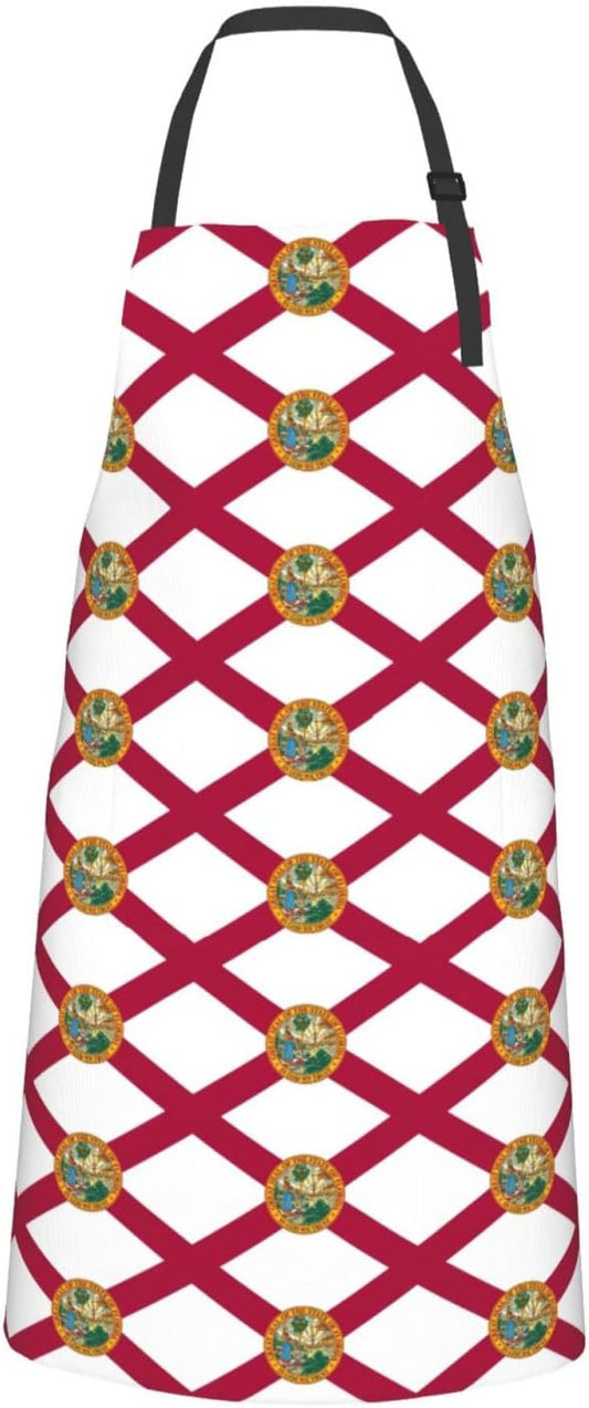 Florida State Flag print Waterproof chef's apron with pocket apron for kitchen cooking baking barbecue and gardening