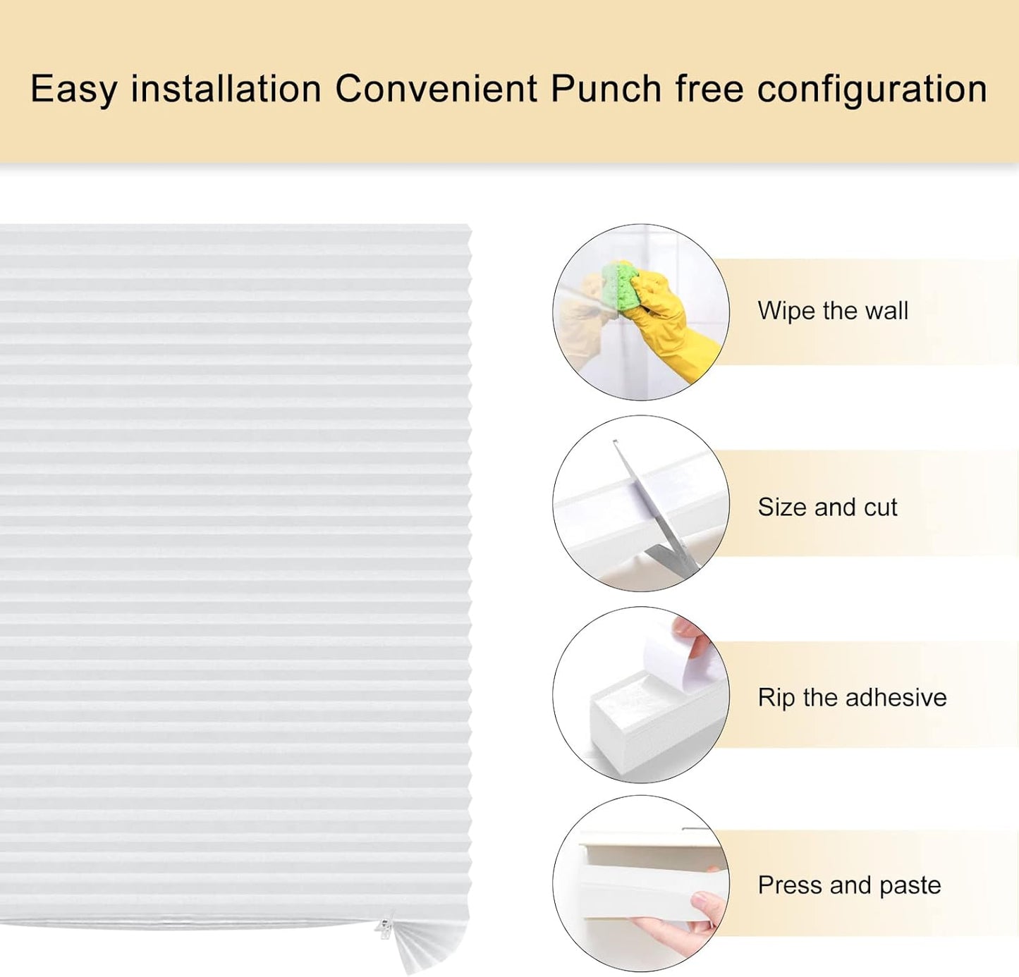 Window Blinds Cordless No Drill Cut to Size Clip On Stick On Self Adhe