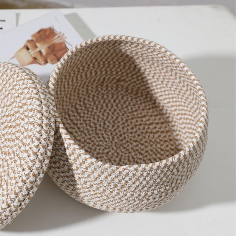 Woven Baskets Lid Rope Can Cotton Lidsdecorative Flower Bin Toy Trash 