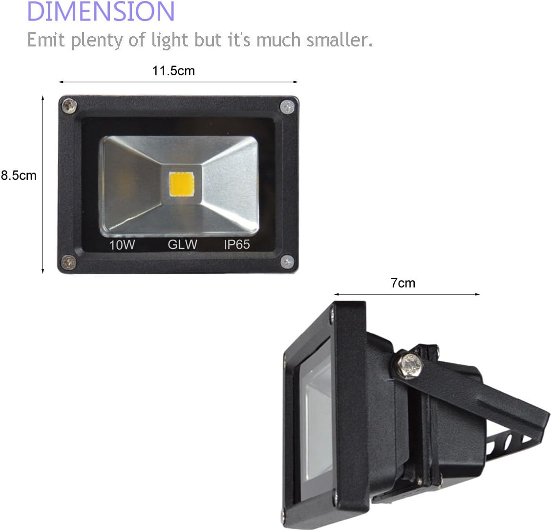 12V AC/DC LED Flood Light, 10W Mini IP65 Waterproof Outdoor Security Light, 900LM, 6000K Daylight White, 80W Halogen Bulb Equivalent