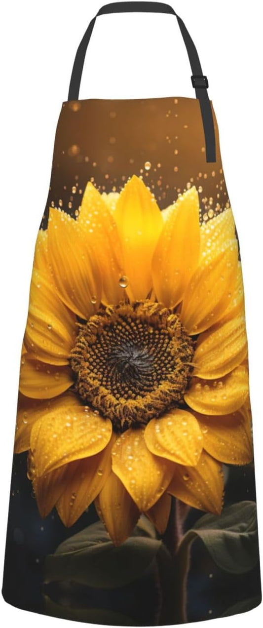 Beautiful sunflower 4 print Waterproof chef's apron with pocket apron for kitchen cooking baking barbecue and gardening