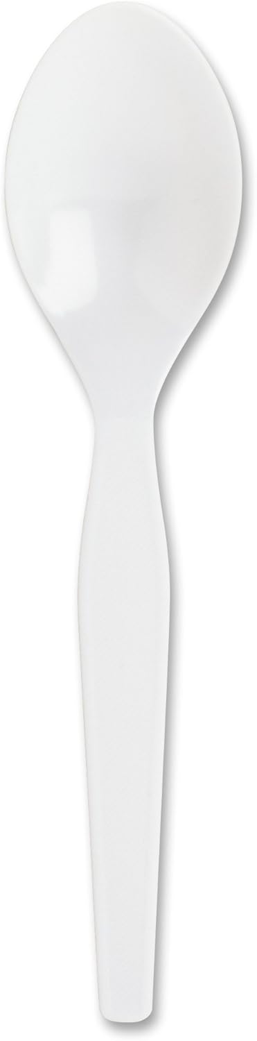 Genuine Joe Heavy/Medium Weight Plastic Spoon, White, 100 Count
