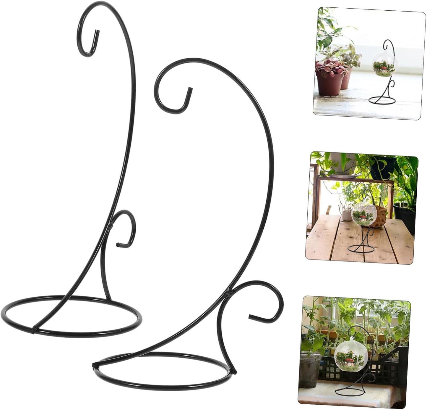 Milisten 2pcs Hanging Terrarium Stand Wrought Iron Air Planter Holder Ornament Rack for Home Decor