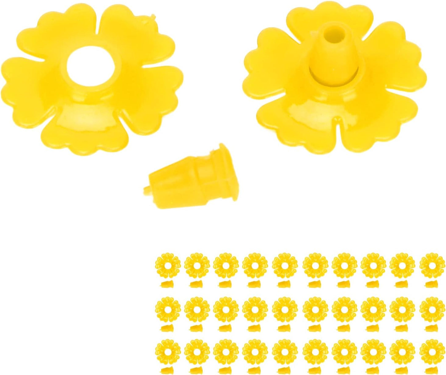 30 Set Hummingbird Feeder Flowers Hanging Bird Feeding Ports Replacement Parts for Bee Guards Feeding Hummingbird Outdoors Supplies(Yellow)