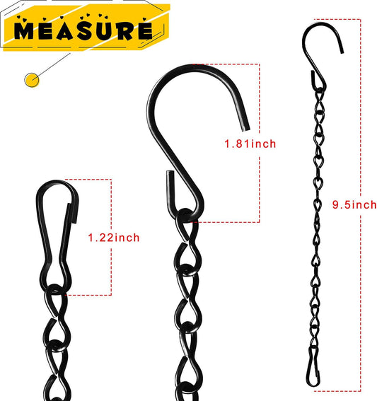 6 Pack 9.5 Inch Hanging Chain for Bird Feeders, Planters, Lanterns, Wind Chimes, Billboards, Chalkboards and Ornaments (Black)