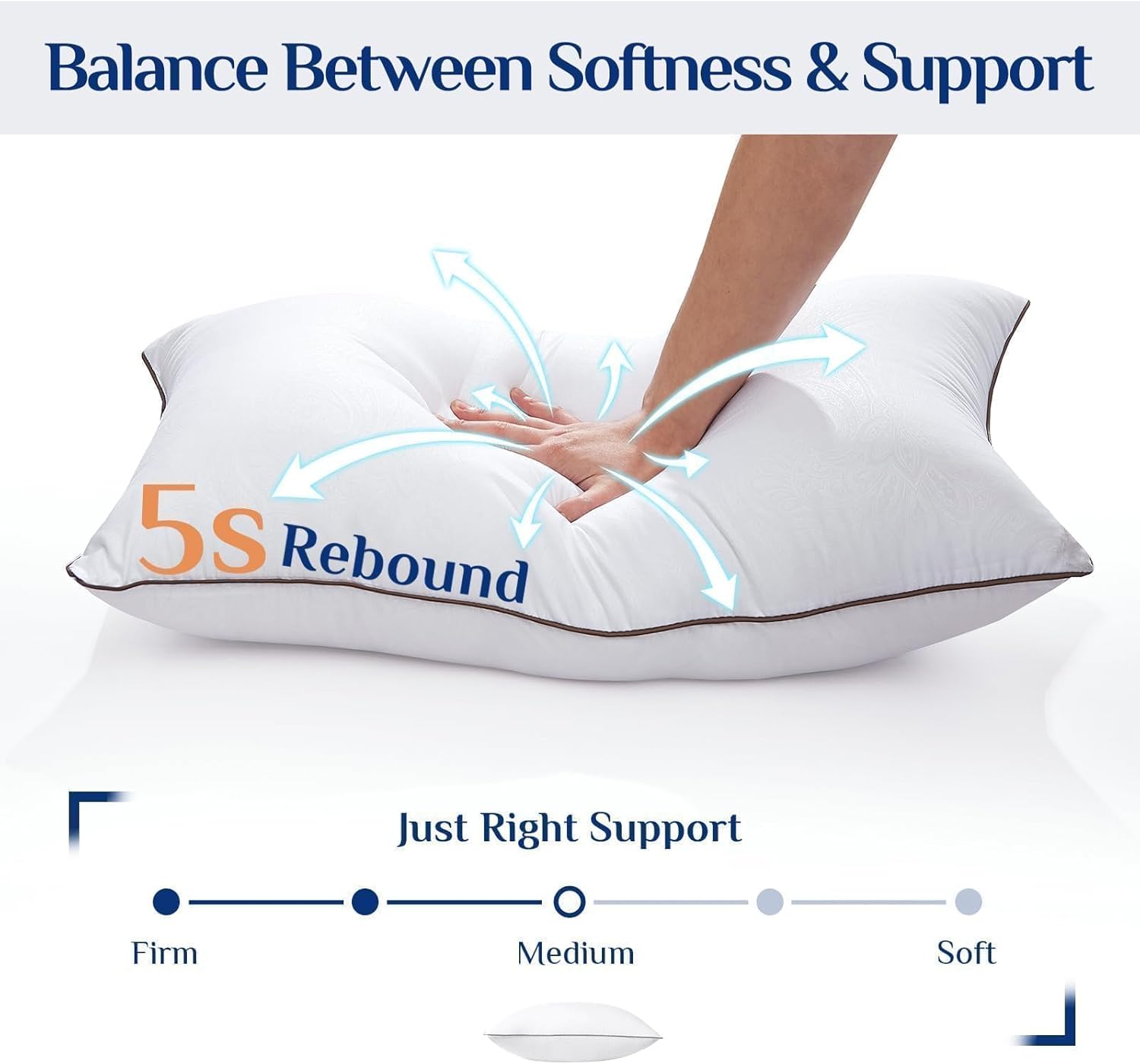 JOLLYVOGUE Standard Pillows Set of 2, Cooling and Supportive Pillows F