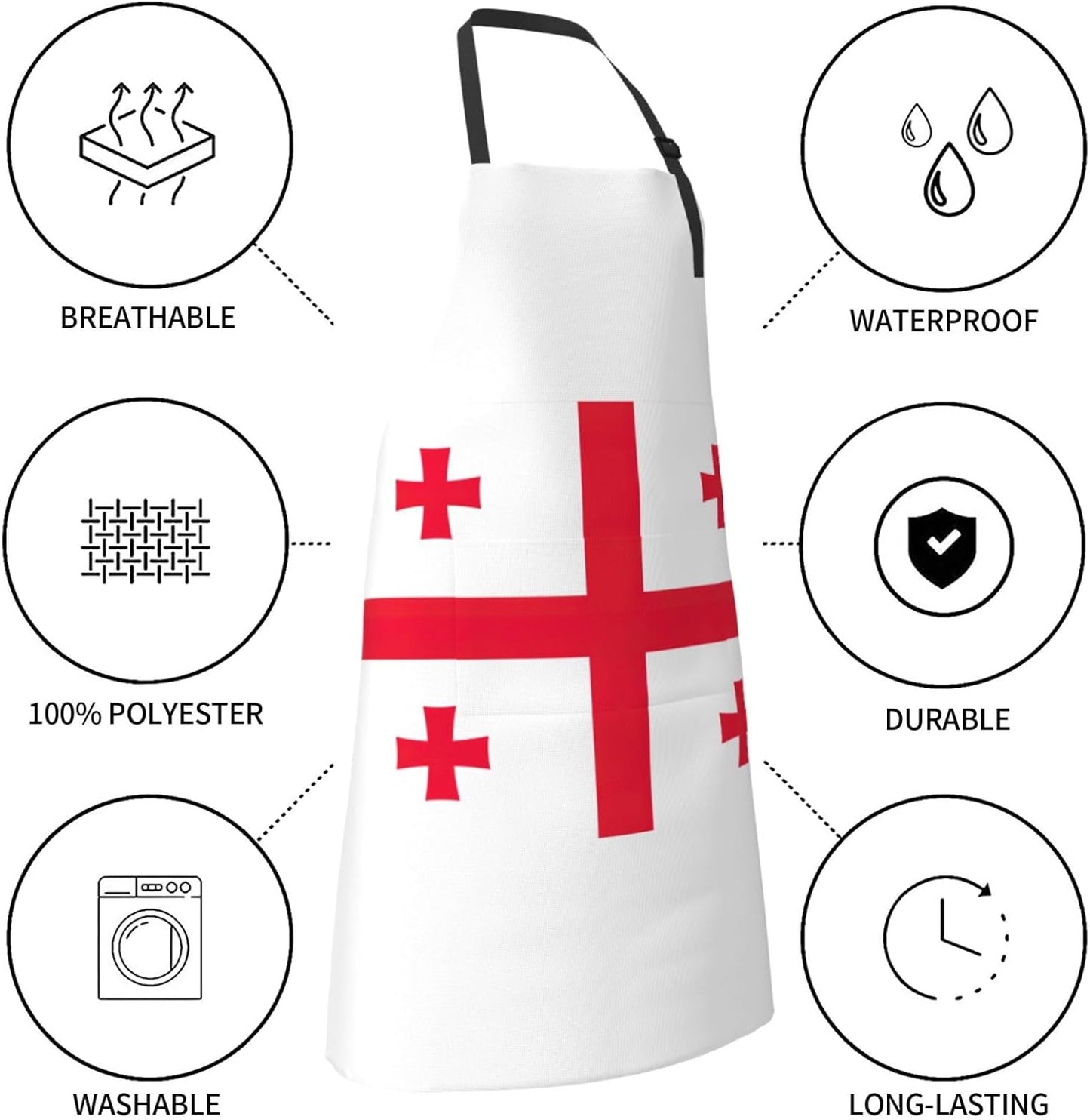 Flag of Georgia print Waterproof apron with pocket adjustable cooking apron for adult kitchen bibs to bake