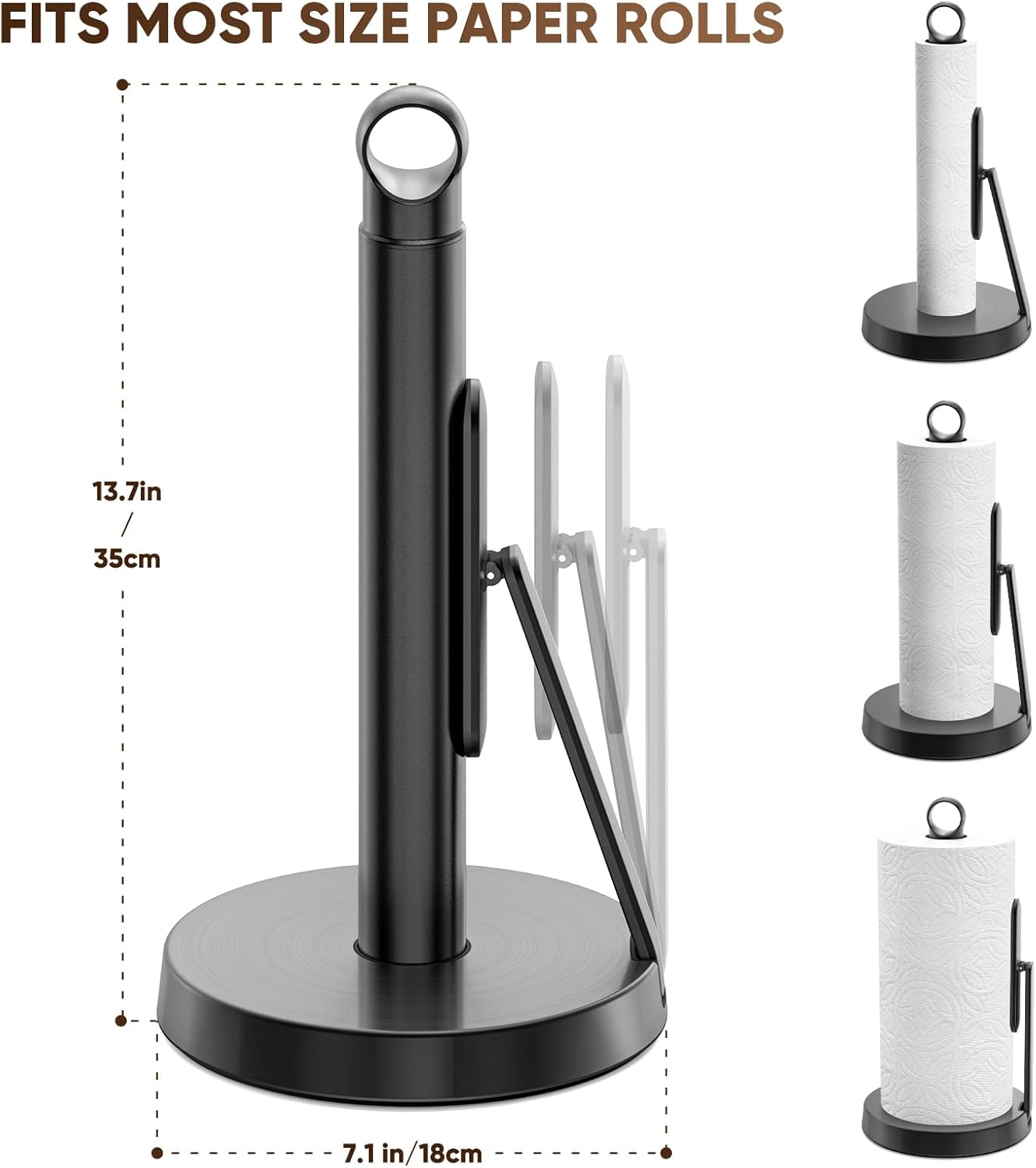 theaoo Heavy-Duty Stainless Steel Paper Towel Holder with Tension Arm 