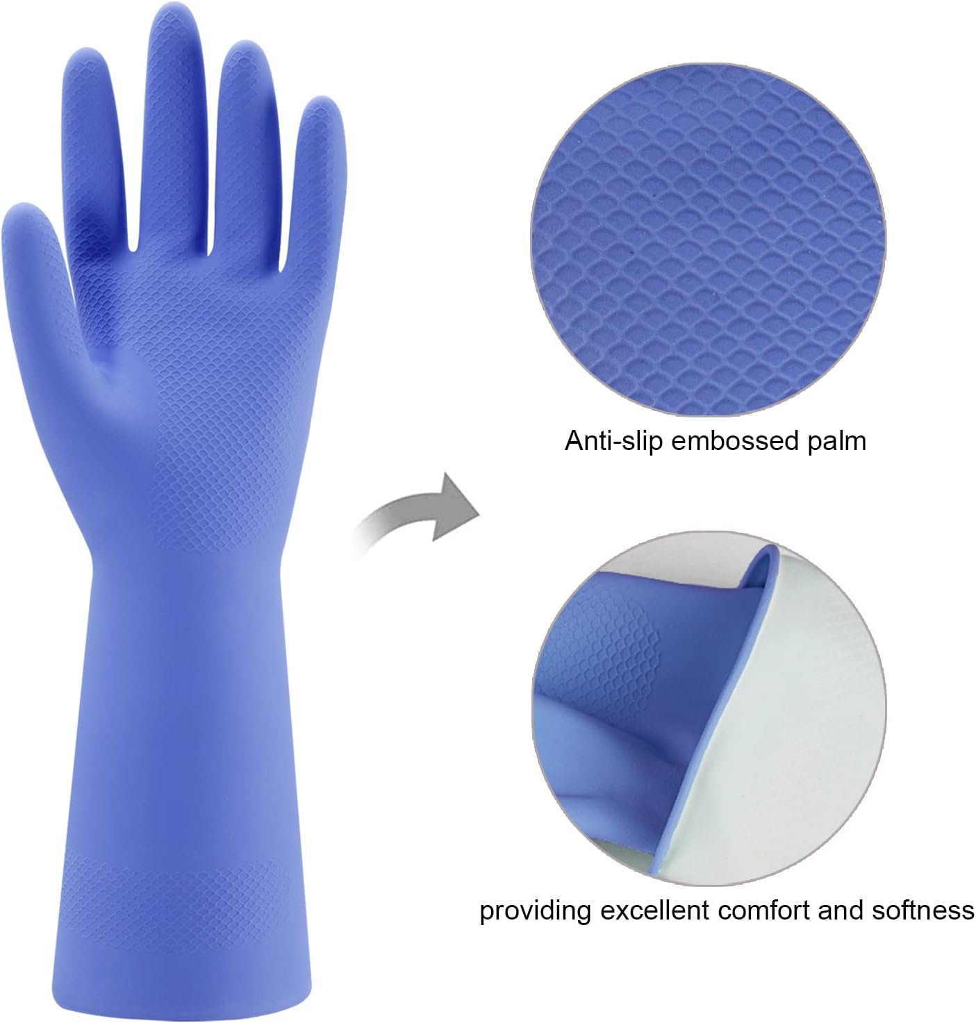 Rubber Kitchen Dishwashing Gloves - 4 Pairs Colorful Reusable Househol