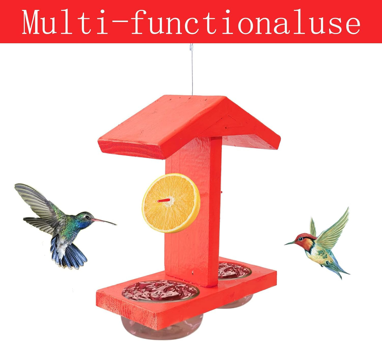 Outdoor Hanging Bird Feeders Two Removable Food Container Materials Wildlife Garden for Bird Watching Weatherproof Hanging Bird Feeders