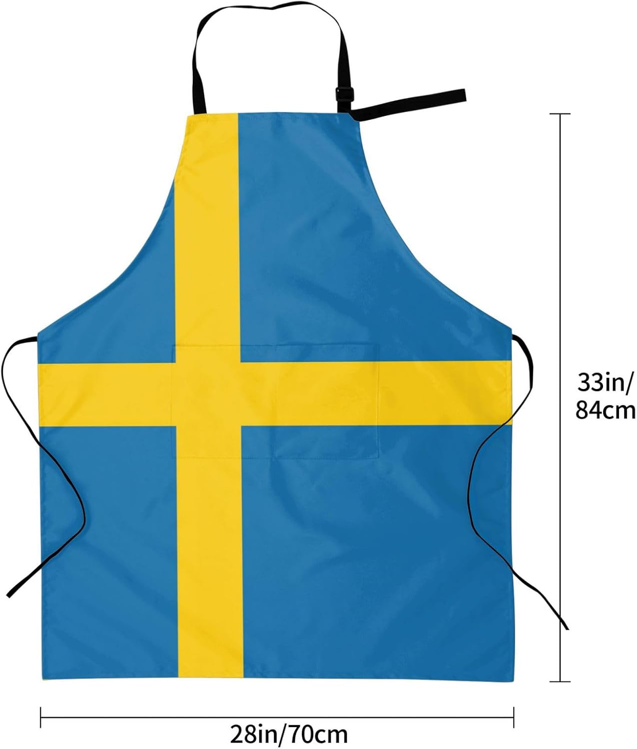 Swedish flag print Waterproof apron with pocket adjustable cooking apron for adult kitchen bibs to bake