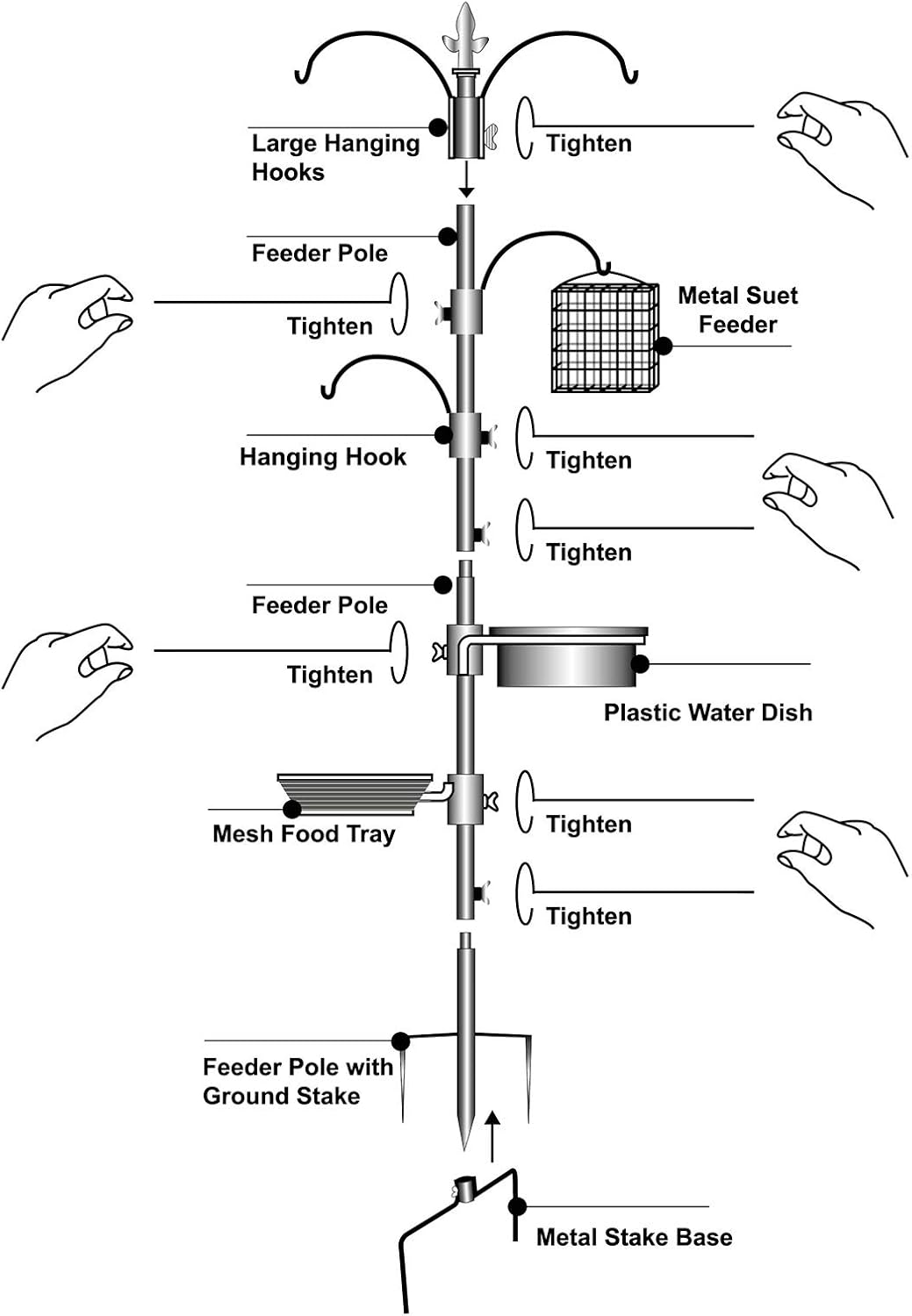 yosager 91" x 23" Premium Bird Feeding Station Kit, Bird Feeder Pole W