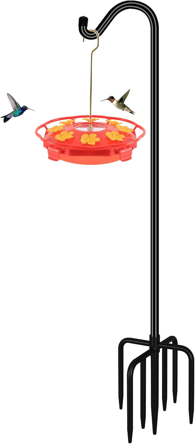 FEED GARDEN 76'' Bird Feeder Pole, Heavy Duty Shepherds Hooks for Outd