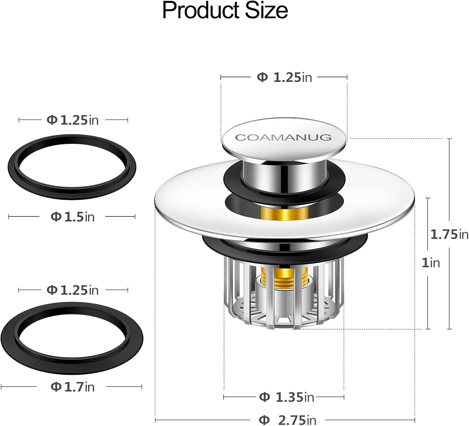 Bathtub Stopper | Shower Drain Hair Catcher, Pop-up Tub Stopper with S