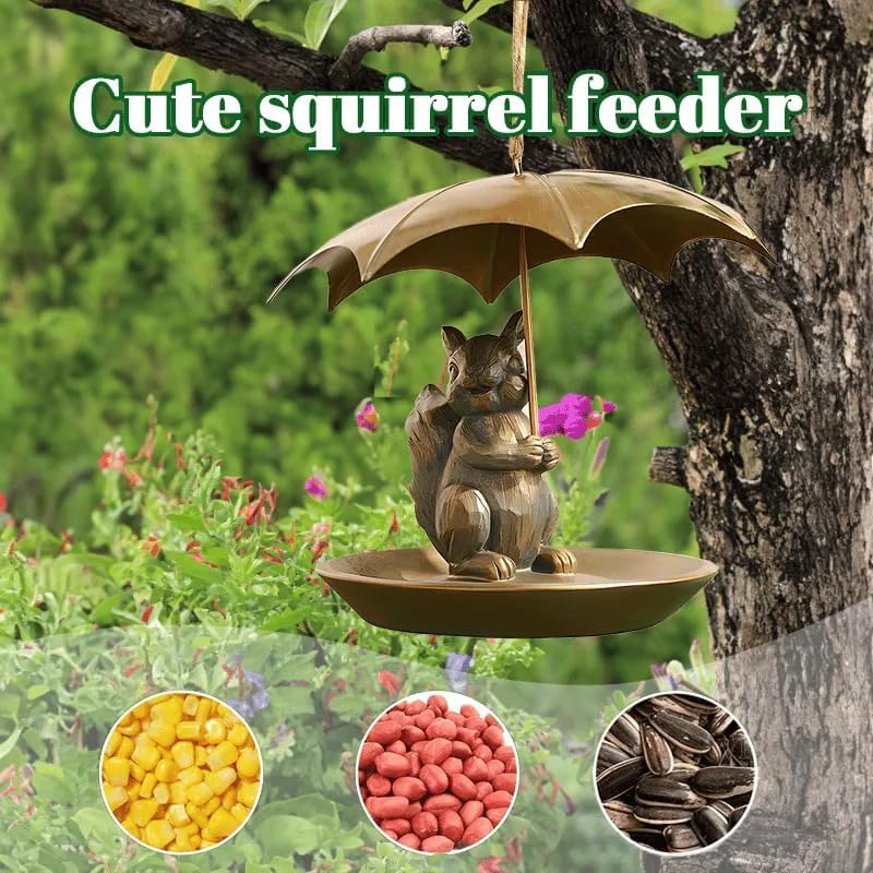 2025 New Animal Bird Feeder with Umbrella, Cute Squirrel/Cat/Dog Handheld Umbrella Design Bird Feeder, Outdoor Hanging Metal Hummingbird Feeder, Garden Yard Decoration, Gifts for Seniors (Dog)