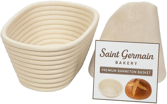 Saint Germain Bakery Premium Round Bread Banneton Basket with Liner - 