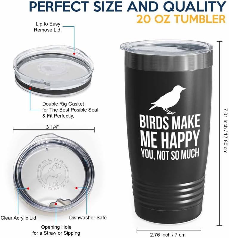 Birding Black Edition Viking Tumbler 20oz - Birds make me happy - Bird