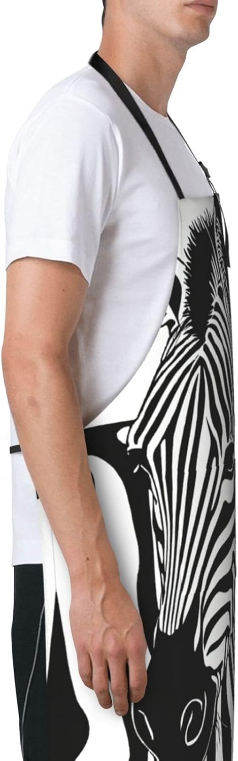 Zebra Print print Waterproof chef's apron with pocket apron for kitchen cooking baking barbecue and gardening