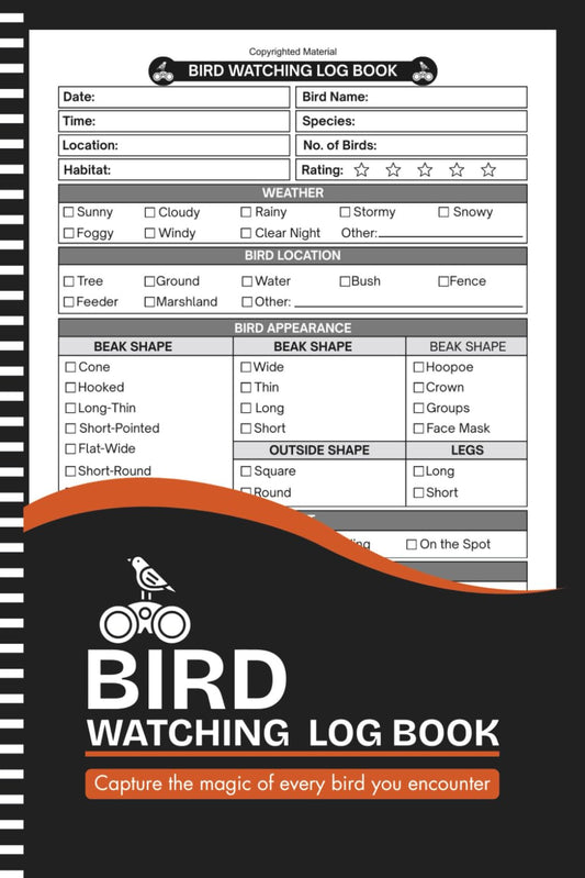 Bird Watching Log Book: A Complete Field & Backyard Birding Journal | Track Bird Species, Behavior, Weather, Locations, and more | 6" x 9" Inches, 110 pages