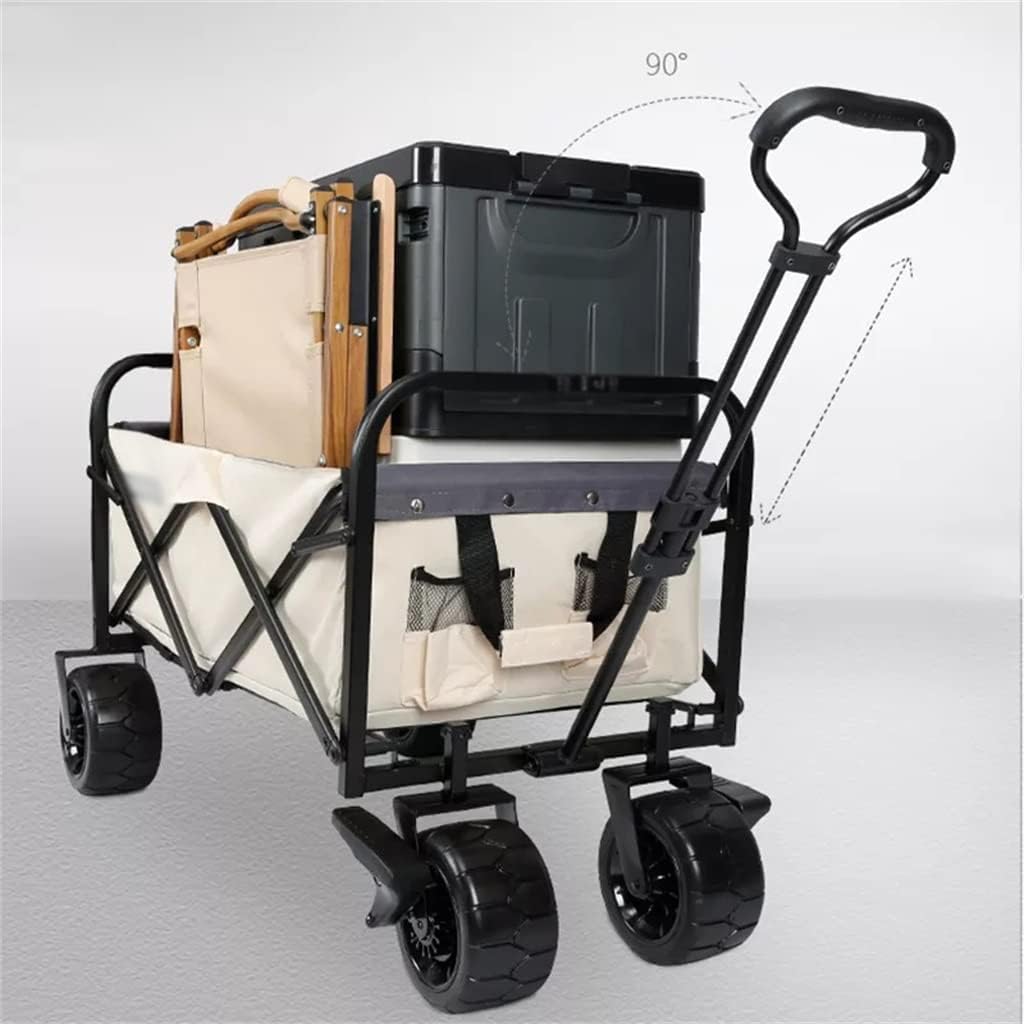HBJWOV Outdoor Camping Camping Picnic Stall Folding Trailer Stall Small Cart Trailer Vegetable Shopping Folding Car(74 * 47 * 63cm)
