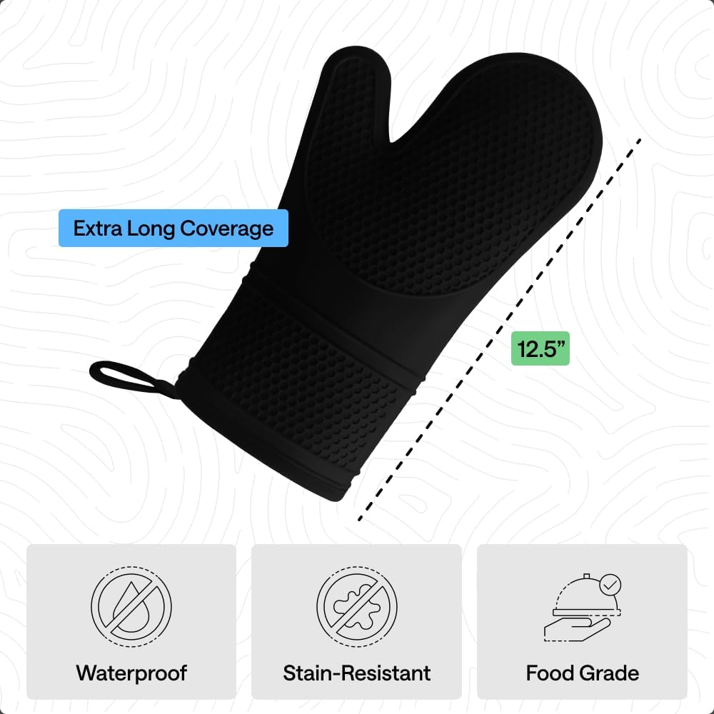GORILLA GRIP BPA-Free Soft Silicone Oven Mitts, Heat Resistant and Wat