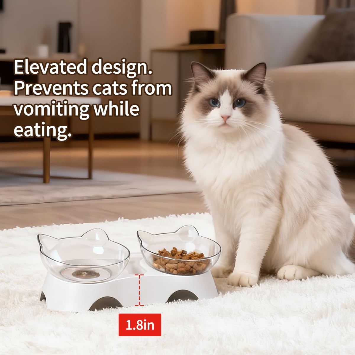 MILIFUN Cat Bowls, Cat Food Bowls Elevated Tilted, Anti Vomiting Kitty