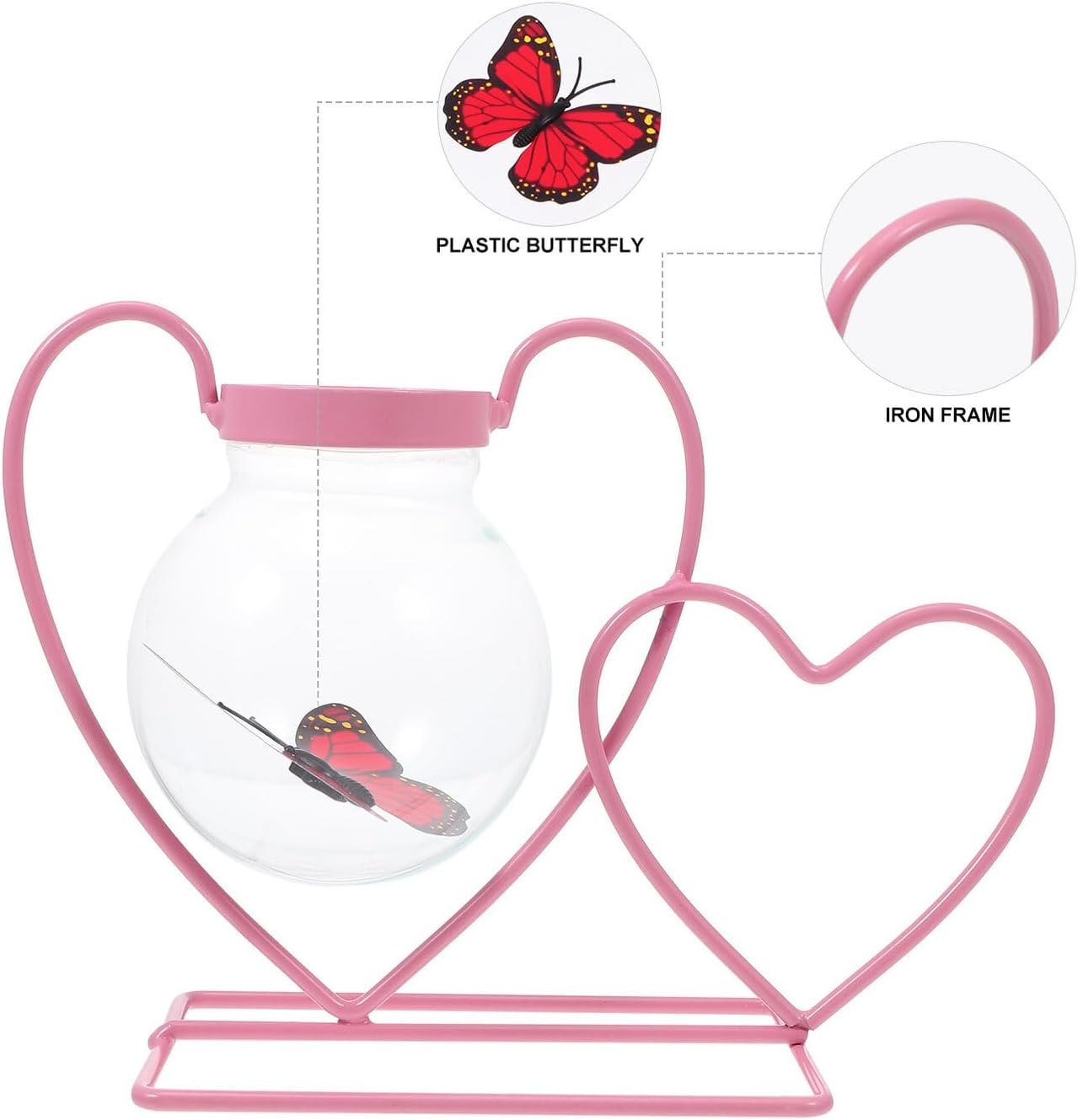 PRETYZOOM Glass Hydroponics Planter Vase with Iron Stand, Desktop Flow