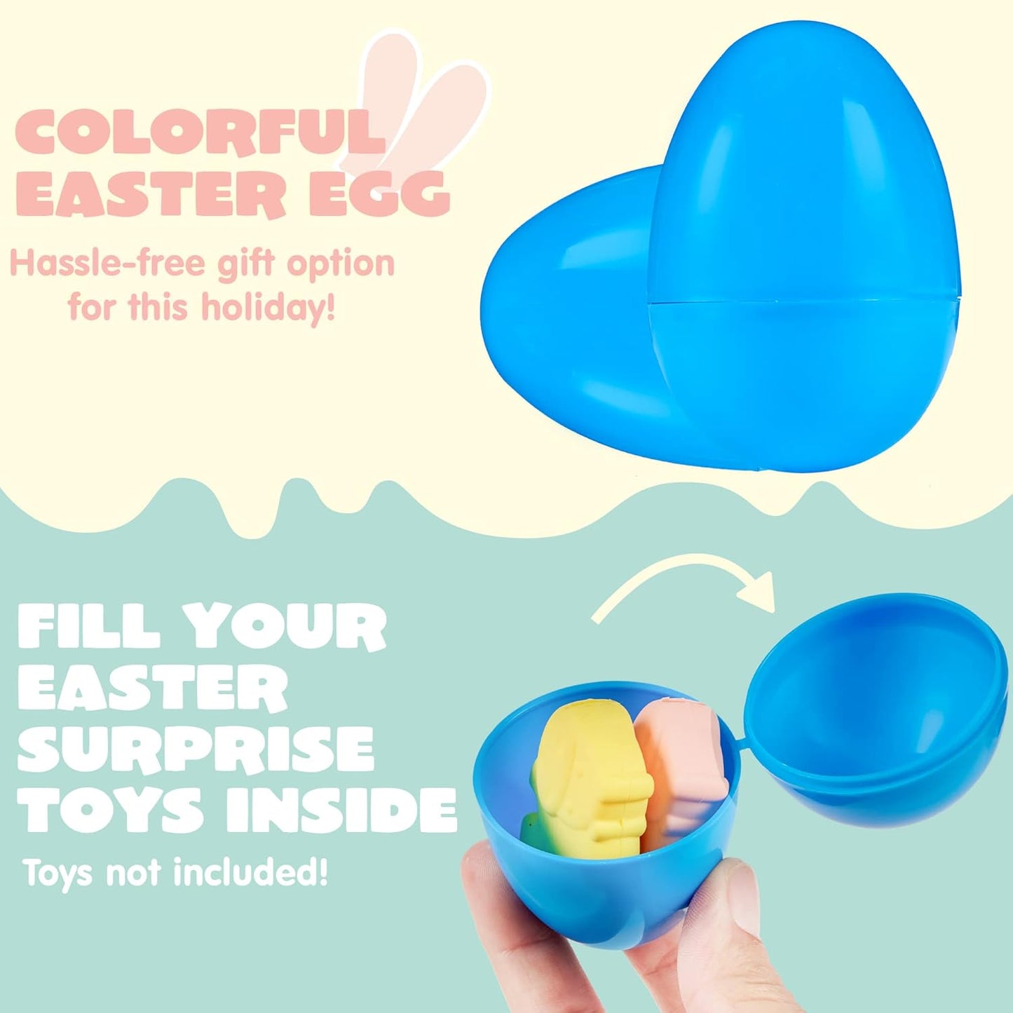 JOYIN 3.15" Easter Eggs, Fillable Plastic Eggs Empty Colorful Bright Eggshells with Hinge for Easter Hunt, Filling Treats, Party Favor, Basket Stuffers, Classroom Prize Supplies, 36PCS
