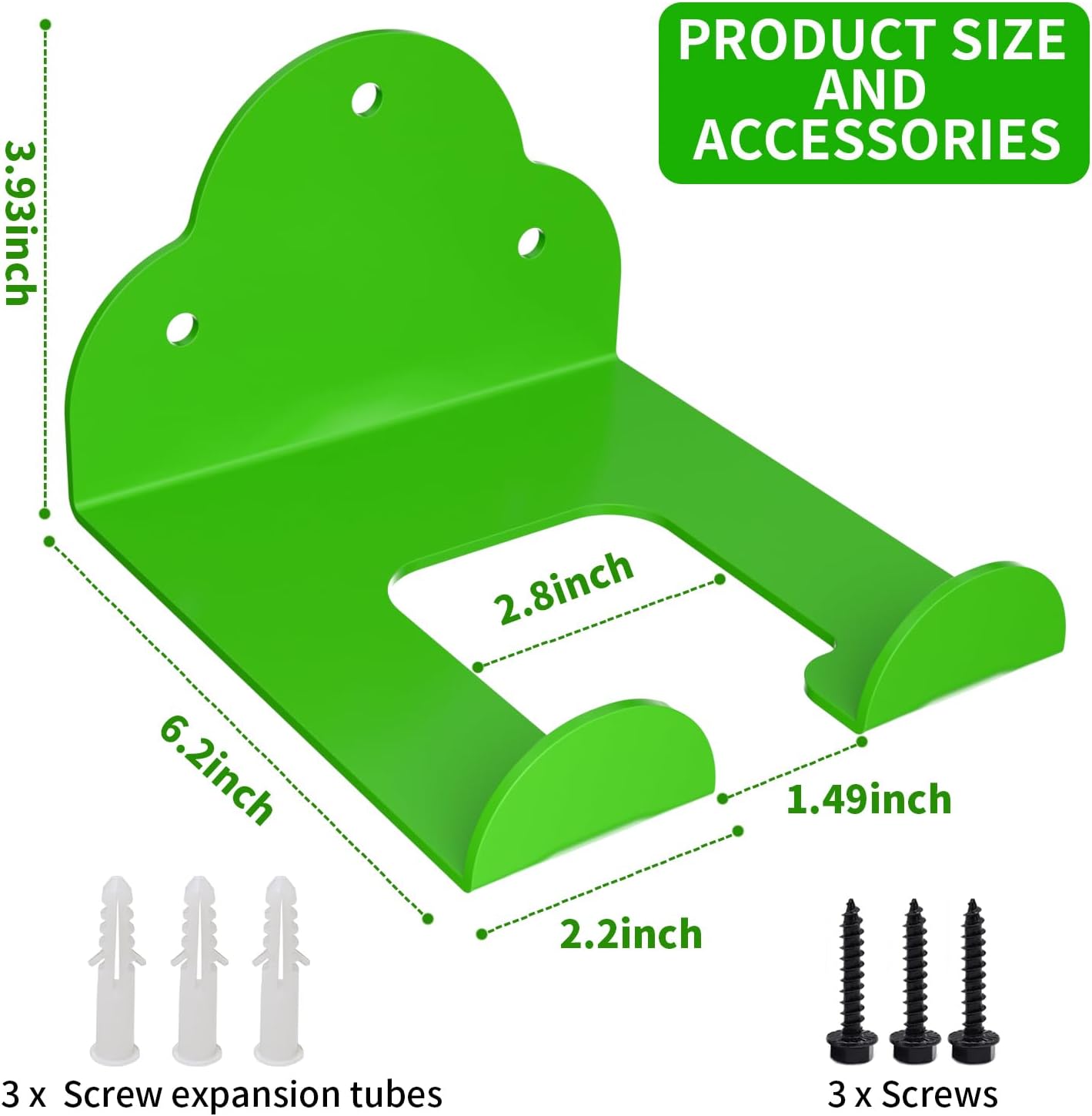 Garage Organizer Trimmer Rack, 6.2" Hook Garden Power Tool Hanger for Grass Trimmer, Hedge Trimmer, Leaf Blower, Garage Organizer Tool Holder for Garage Storage Shed Organization, Green
