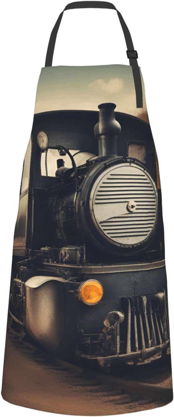YANYU locomotive Print 28x33 In Kitchen Apron Stylish Chef Apron with 