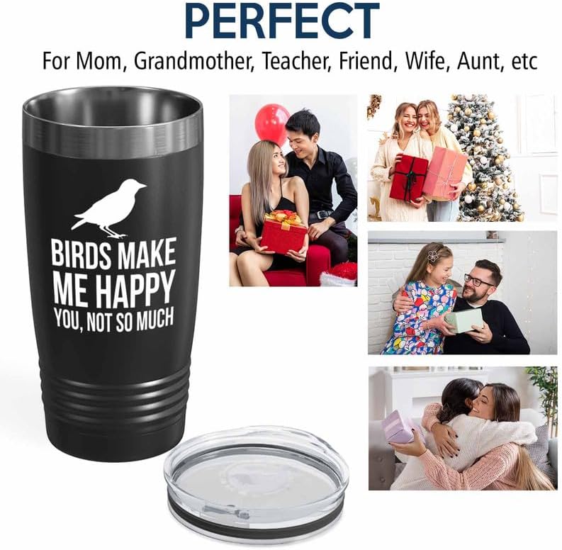 Birding Black Edition Viking Tumbler 20oz - Birds make me happy - Bird