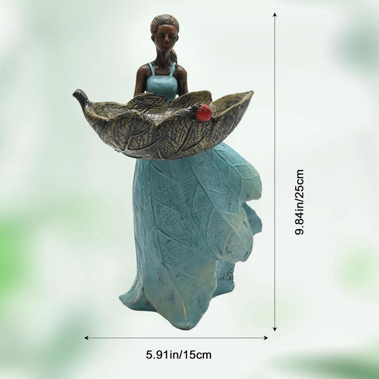 10 Inch Fairy Garden Statue Bird Feeder, Unique Resin Bird Feeder, Decorative Outdoor Bird Feeder for Garden, Lawn, and Home Décor Gift for Women