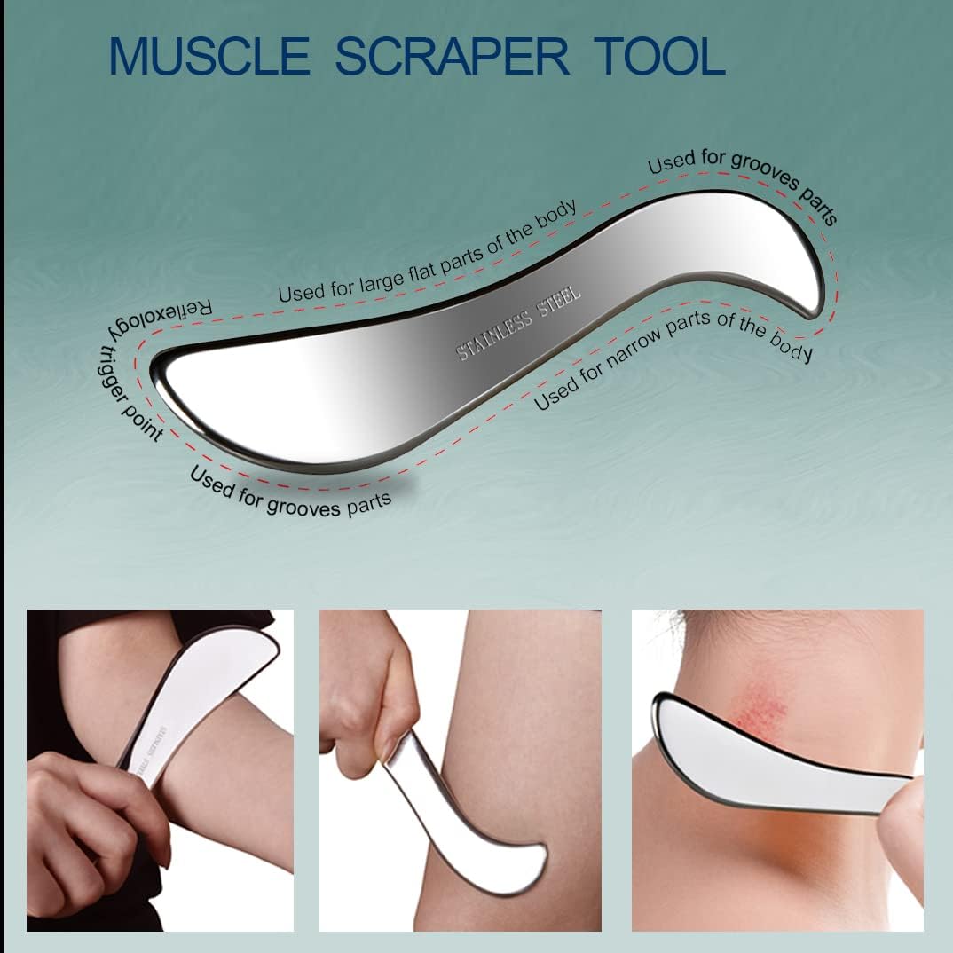 BYYDDIY 3 in 1 Stainless Steel Muscle Scraper Tools Set,Scraping Massa