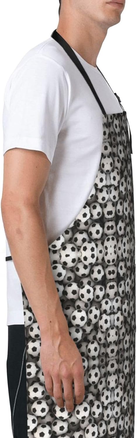 Soccer Sea print Waterproof apron with pocket adjustable cooking apron for adult kitchen bibs to bake