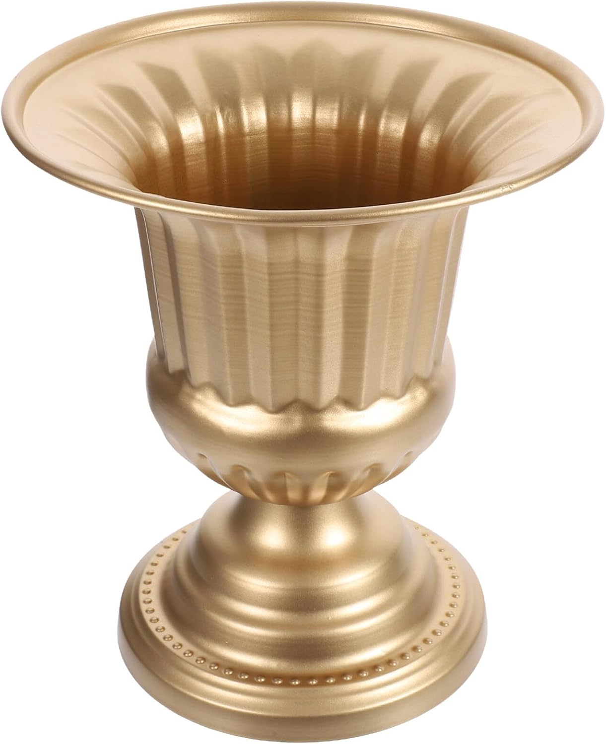 HOMSFOU Vintage Metal Flower Vase 9.05X8.26X8.26In Rustic Iron Urn Planter for Wedding Decor and Desktop Floral Arrangement with Stable Flat Base
