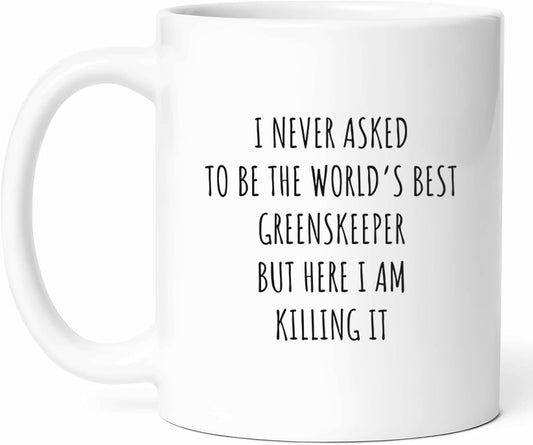 Best Greenskeeper Mug - Turf Management Coffee Cup - Lawn Care Specialist Funny Gift From Gardeners - Landscape Designer Tea Mugs - Horticulture Cups - 11 Oz Ceramic Gifts For Golf Course Managers
