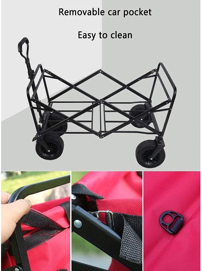 Portable Camping Cart,Outdoor Folding Utility Wagon Folding Garden Outdoor Utility Wagon Picnic Camping Cart with Storage Basket Adjustable Handle Load-Bearing 100kg / 220lbs