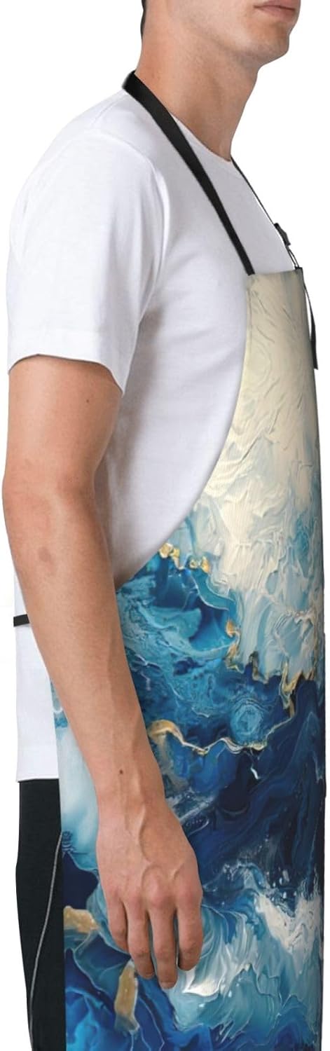 WITHIN THE TIDES print Waterproof chef's apron with pocket apron for kitchen cooking baking barbecue and gardening