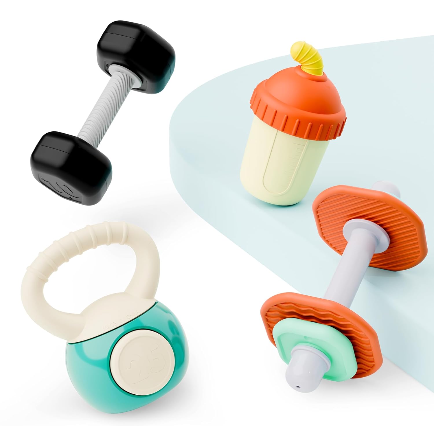 iPlay, iLearn Baby First Gym Rattle Set, Infant Dumbbell Weights Teeth