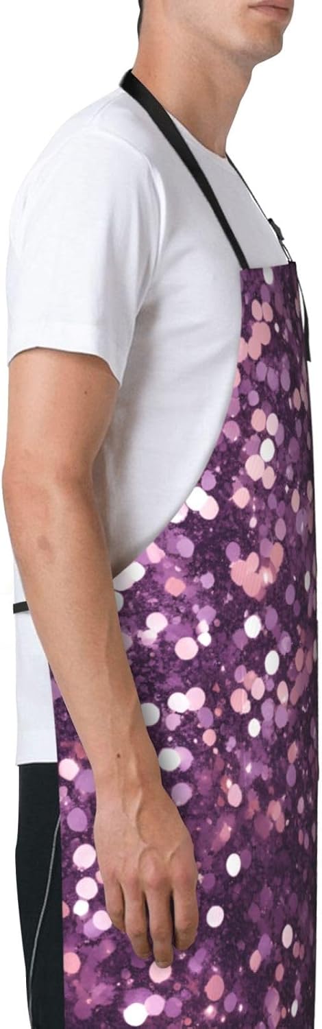 YANYU Glitter pattern Print 28x33 In Kitchen Apron Stylish Chef Apron with Pockets for Cooking Baking Painting